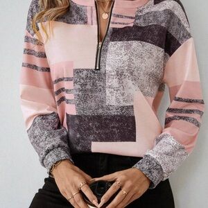 Geometric Pink and Gray Women's Sweatshirt